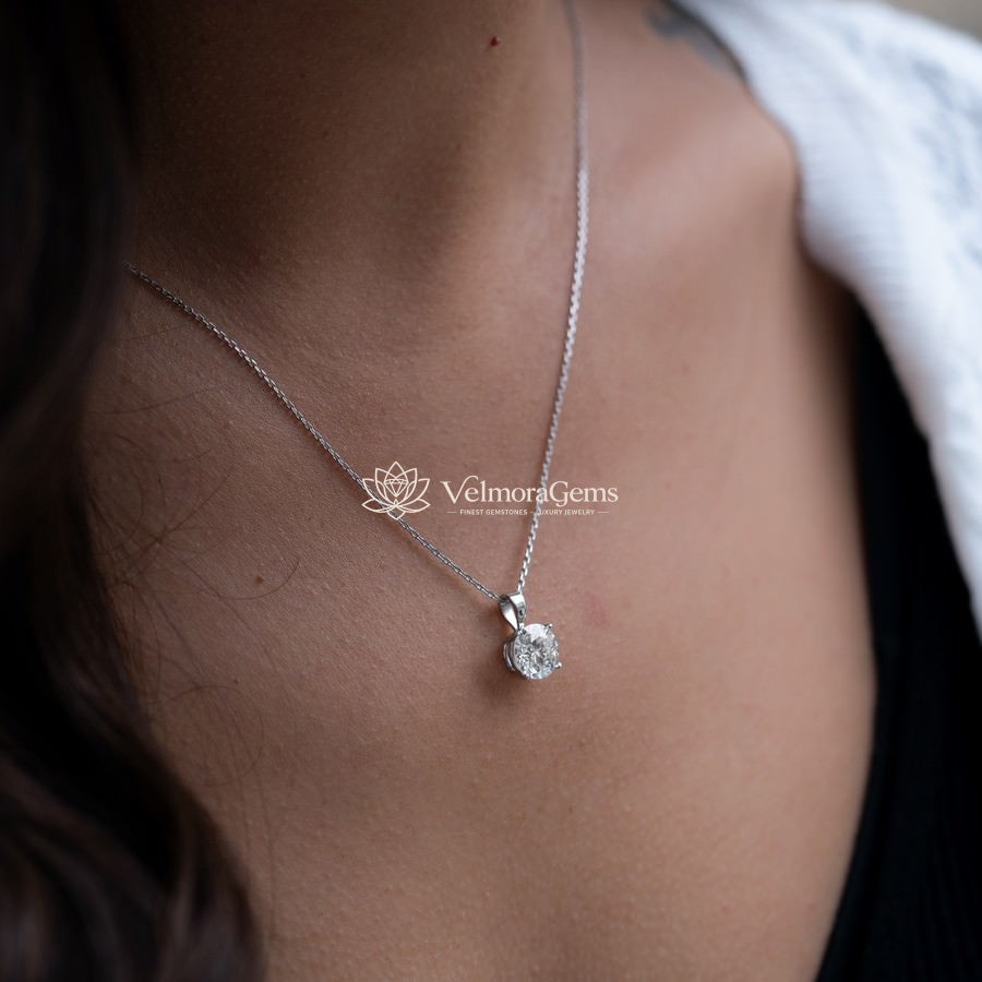 IGI Certified Lab-Created Diamond Solitaire Pendant Necklace F VS)