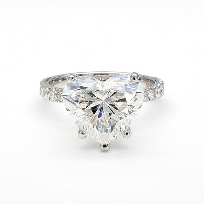 14K White Gold Heart Pave Ring