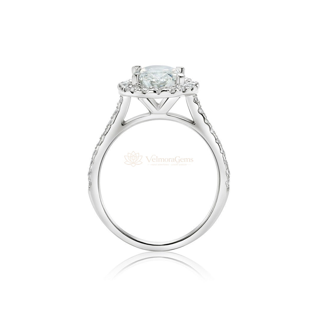 IGI Certified Lab-Created Diamond Oval Shape Halo Pave Ring F VS)
