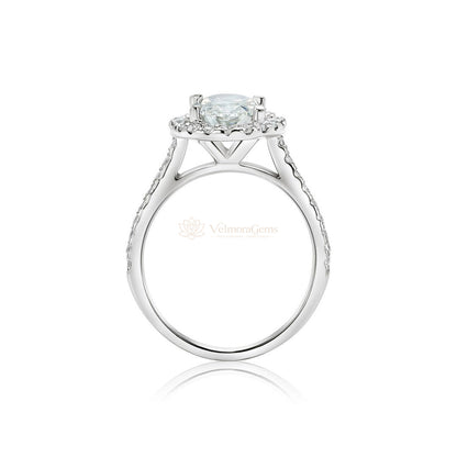 IGI Certified Lab-Created Diamond Oval Shape Halo Pave Ring F VS)