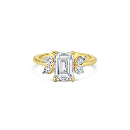 IGI Certified Lab-Created Diamond Emerald Butterfly Wing Ring F VS)
