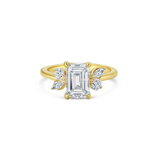 IGI Certified Lab-Created Diamond Emerald Butterfly Wing Ring F VS)