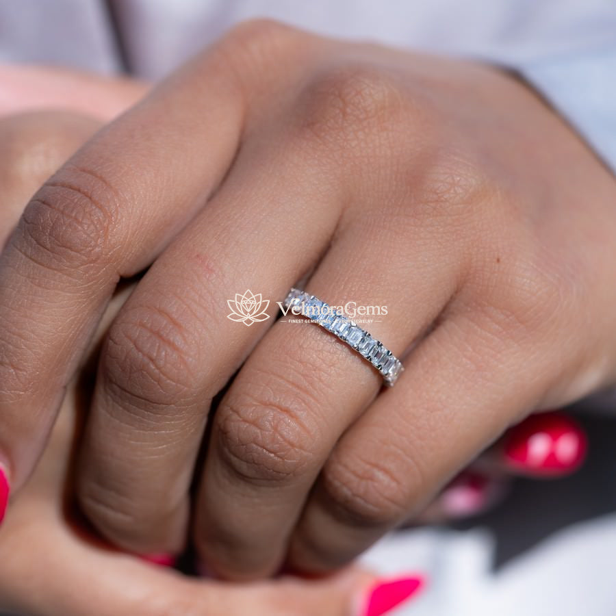 Emerald Lab-Created Diamond Eternity Band E-F VS)