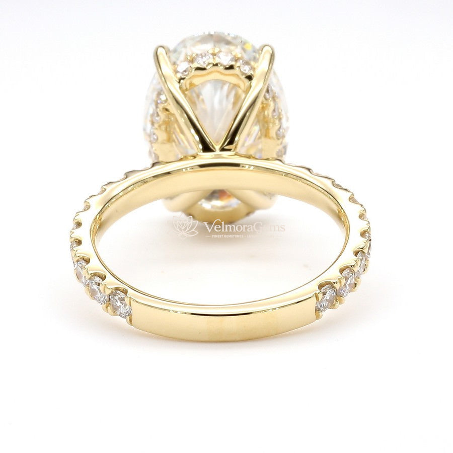 IGI Certified Lab-Created Diamond Oval Hidden Halo 3/4 Pave Ring F VS)