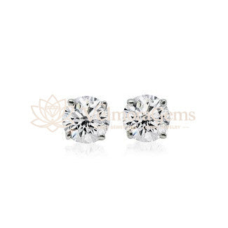 Natural Diamond 4 Prong Basket Screw Back Stud Earring F-G SI)