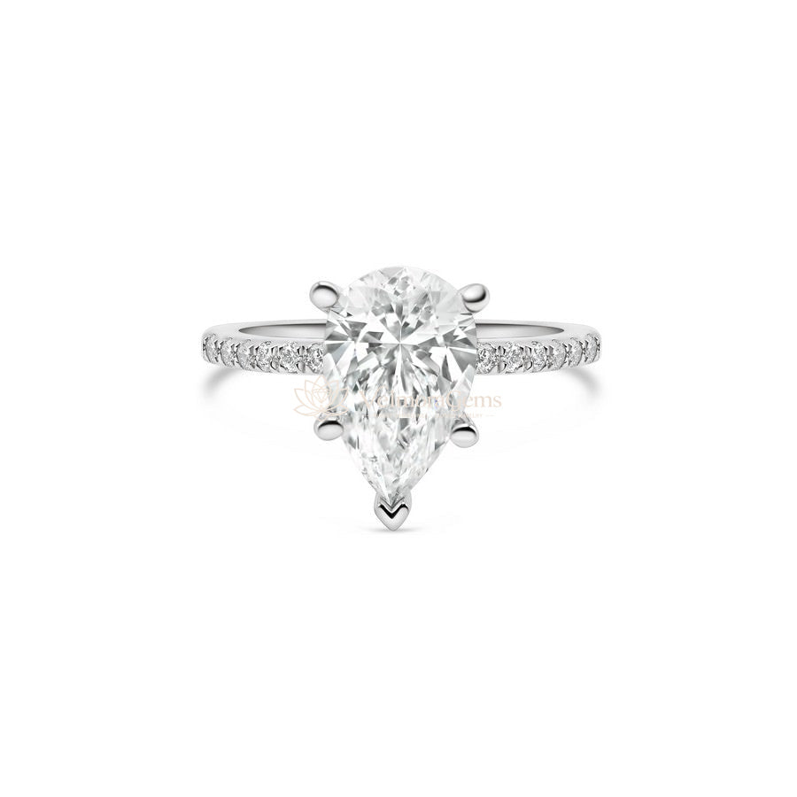 IGI Certified Lab-Created Diamond Pear Shape Pave Ring (F VS)