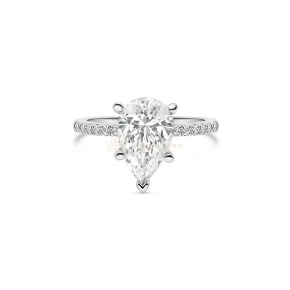 IGI Certified Lab-Created Diamond Pear Shape Pave Ring (F VS)