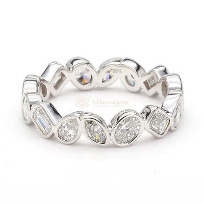 Lab-Created Diamond Multi-Shape Bezel Eternity Band E-F VS)