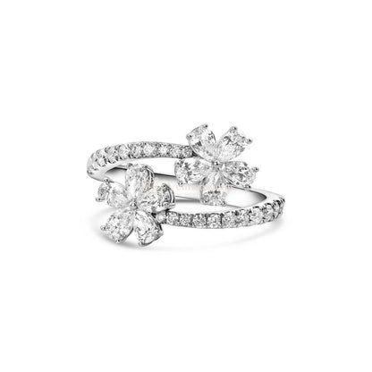 Lab-Created Diamond Twin Blossom Ring E-F VS)