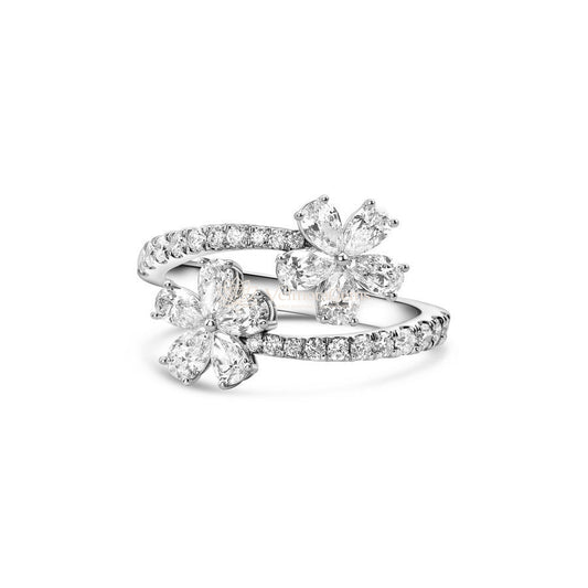 Lab-Created Diamond Twin Blossom Ring E-F VS)