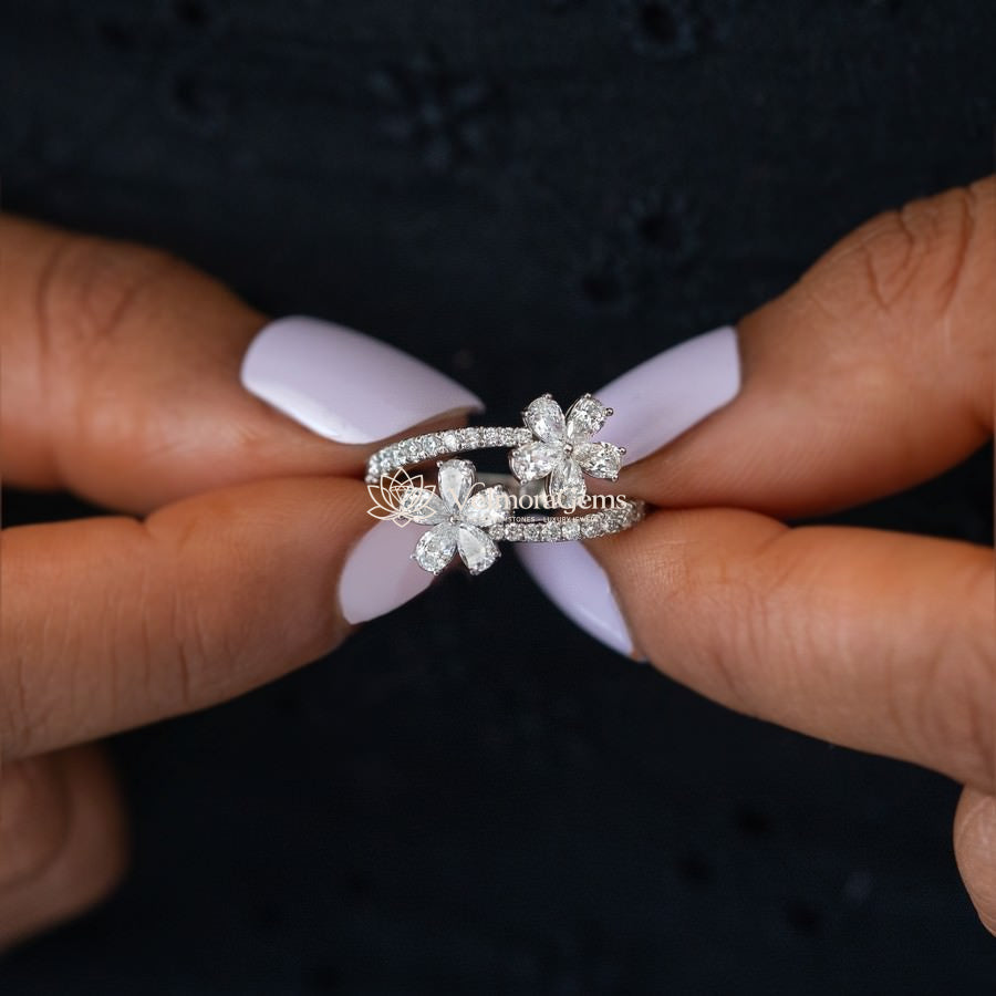 Lab-Created Diamond Twin Blossom Ring E-F VS)