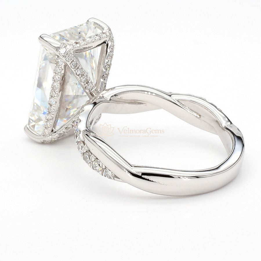 IGI Certified Lab-Created Diamond Radiant Twisted Pave Ring F VS)