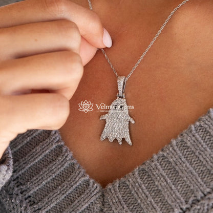 Lab-Created Black and White Diamond Ghost Pendant Necklace VS)