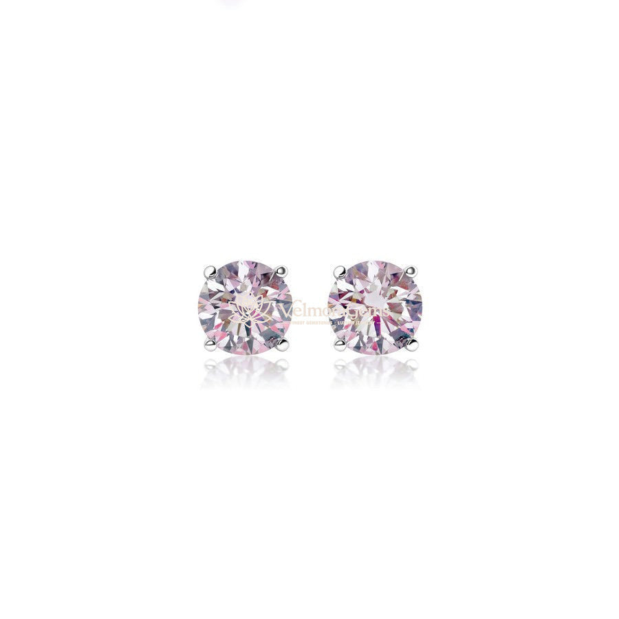 14K White Gold Fancy Vivid Pink Matching Stud Earrings