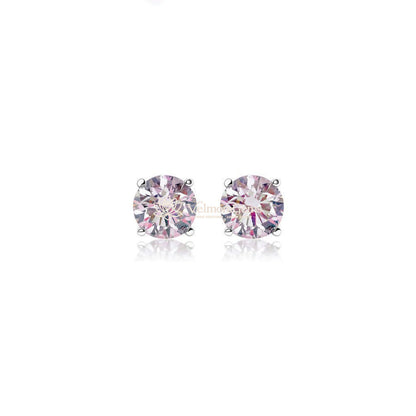 14K White Gold Fancy Vivid Pink Matching Stud Earrings