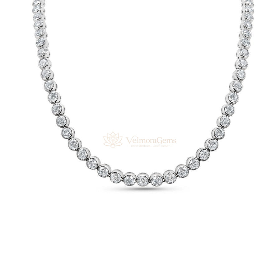 Lab-Created Diamond Bezel Tennis Necklace F-G SI)