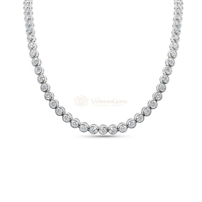 Lab-Created Diamond Bezel Tennis Necklace F-G SI)