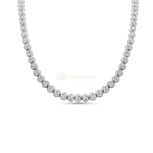 Lab-Created Diamond Bezel Tennis Necklace F-G SI)