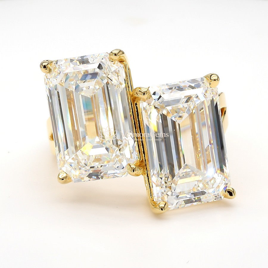 IGI Certified Lab-Created Diamond Emerald Toi-et-Moi Ring F VS)