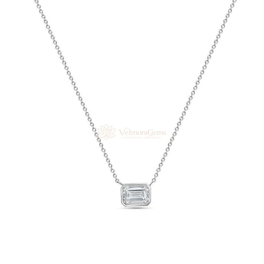 IGI Certified Emerald Lab-Created Diamond Bezel Pendant Necklace F VS)