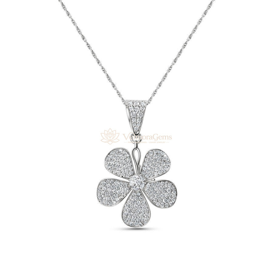Lab-Created Diamond Flower Pendant Necklace F-G VS)