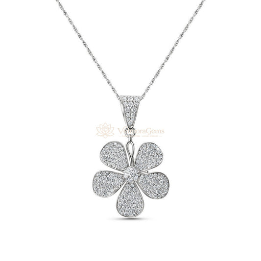 Lab-Created Diamond Flower Pendant Necklace F-G VS)