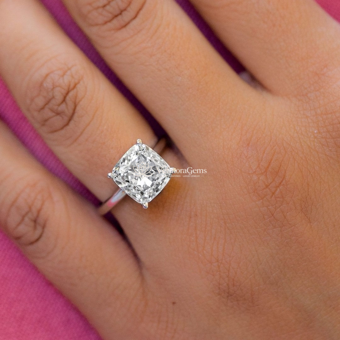 IGI Certified Cushion Lab-Created Diamond Classic Solitaire Ring F VS)