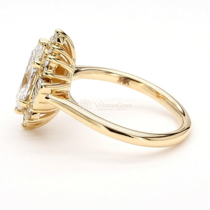 IGI Certified Lab-Created Diamond Marquise Sunburst Ring F VS)