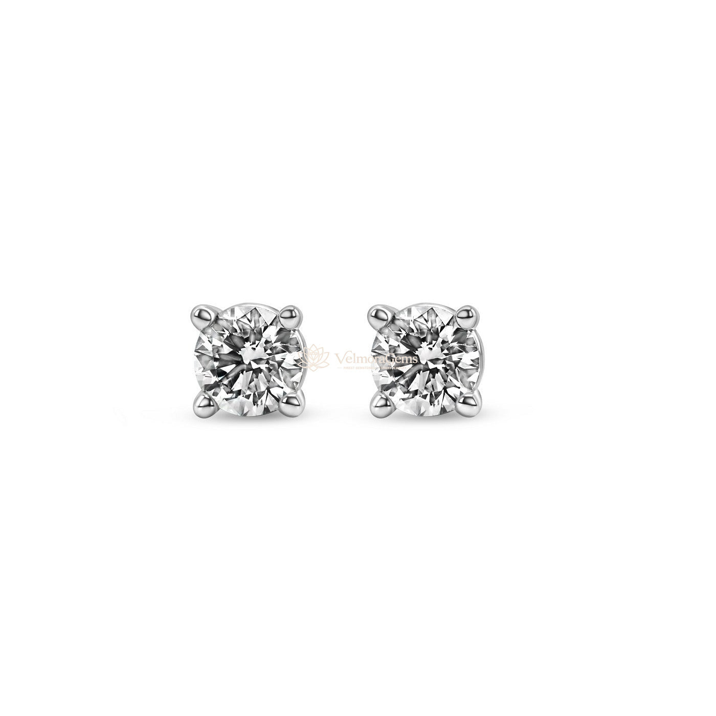 Lab-Created Diamond 4 Prong Basket Screw Back Stud Earring F-G VS)