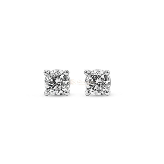 Lab-Created Diamond 4 Prong Basket Screw Back Stud Earring F-G VS)