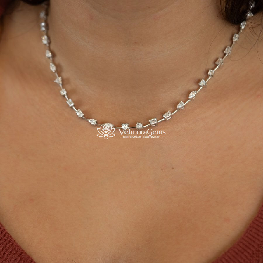Lab-Created Diamond Multi-Shape Tennis Necklace E-F VS)