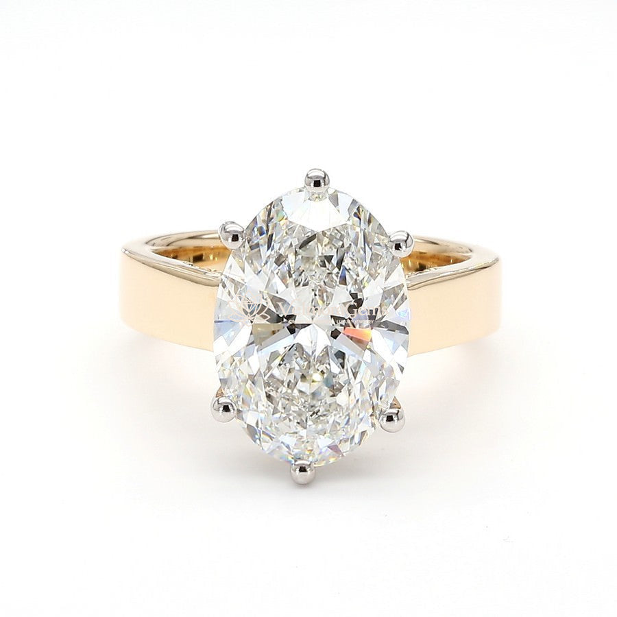 IGI Certified Lab-Created Diamond Two-Tone Oval Ring with Hidden Side Accents F VS)