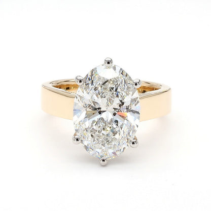 IGI Certified Lab-Created Diamond Two-Tone Oval Ring with Hidden Side Accents F VS)