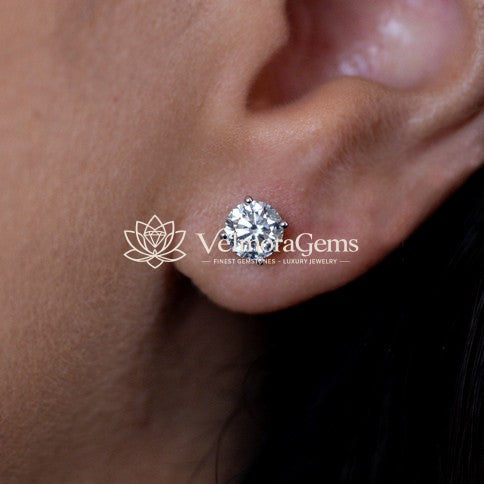 Lab-Created Diamond 4 Prong Basket Screw Back Stud Earring (1.40- E-F VS)
