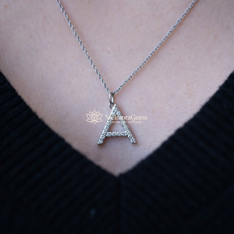 Lab-Created Diamond Alphabet Pendant Necklace F-G VS) - Letter B