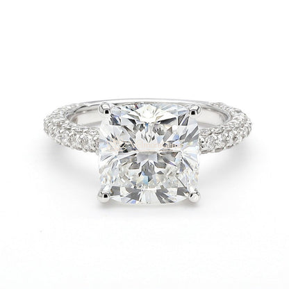 IGI Certified Lab-Created Diamond Cushion 3-Way Pave Hidden Halo Ring F VS)