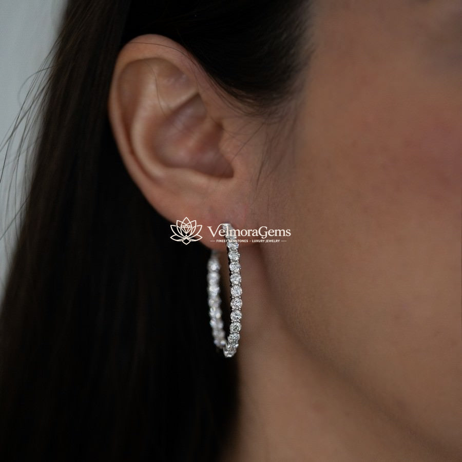 Lab-Created Diamond Large Oval Hoop Earrings F-G VS)