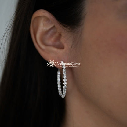 Lab-Created Diamond Large Oval Hoop Earrings F-G VS)