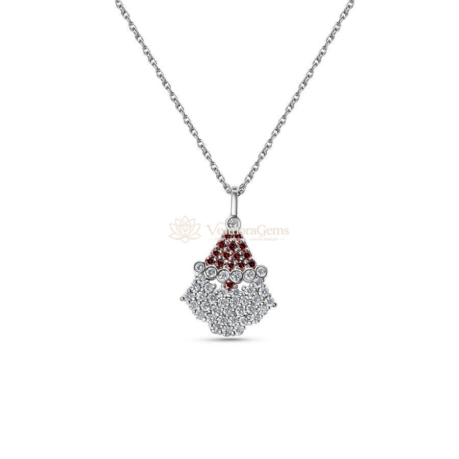 Lab-Created Red and White Diamond Santa Pendant Necklace VS)