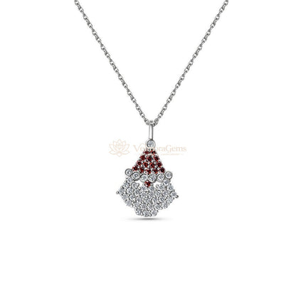 Lab-Created Red and White Diamond Santa Pendant Necklace VS)
