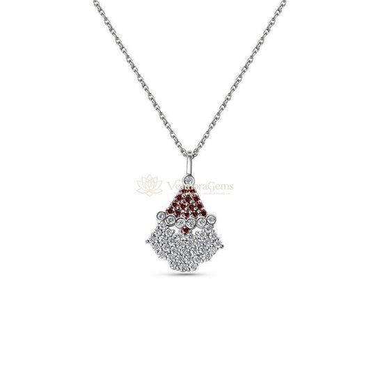 Lab-Created Red and White Diamond Santa Pendant Necklace VS)