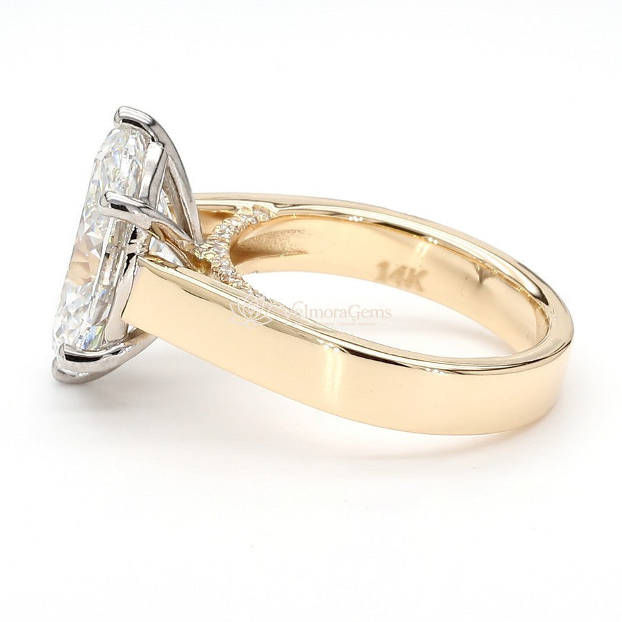 IGI Certified Lab-Created Diamond Two-Tone Oval Ring with Hidden Side Accents F VS)
