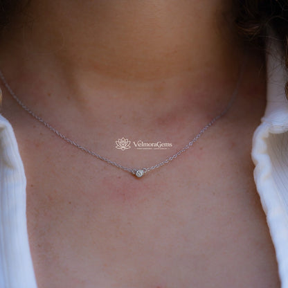 Lab-Created Diamond Bezel Pendant Necklace F-G VS)