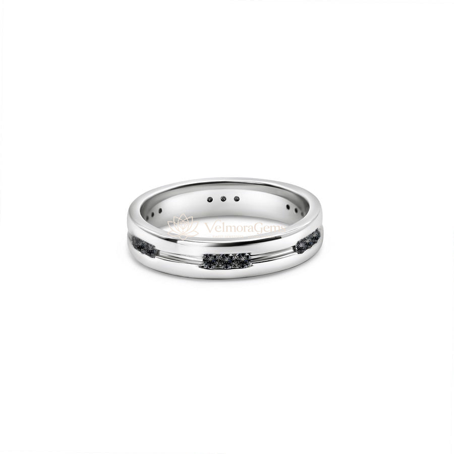 Natural Black Diamond Accent Men's Wedding Band