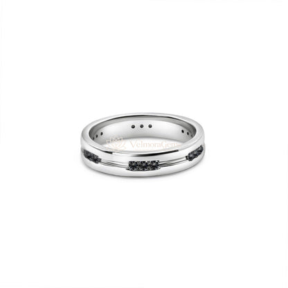 Natural Black Diamond Accent Men's Wedding Band