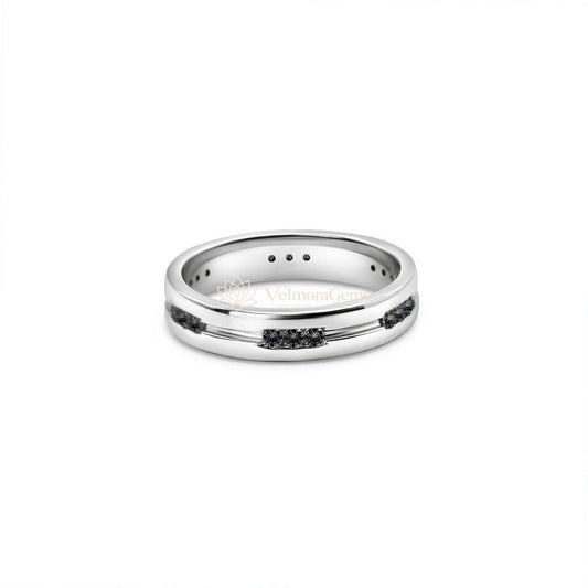 Natural Black Diamond Accent Men's Wedding Band