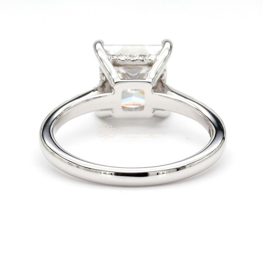 14K White Gold Princess Hidden Halo Ring
