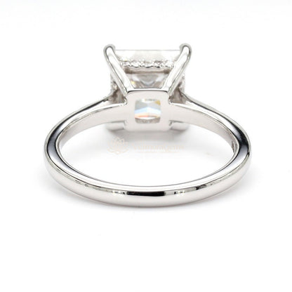14K White Gold Princess Hidden Halo Ring