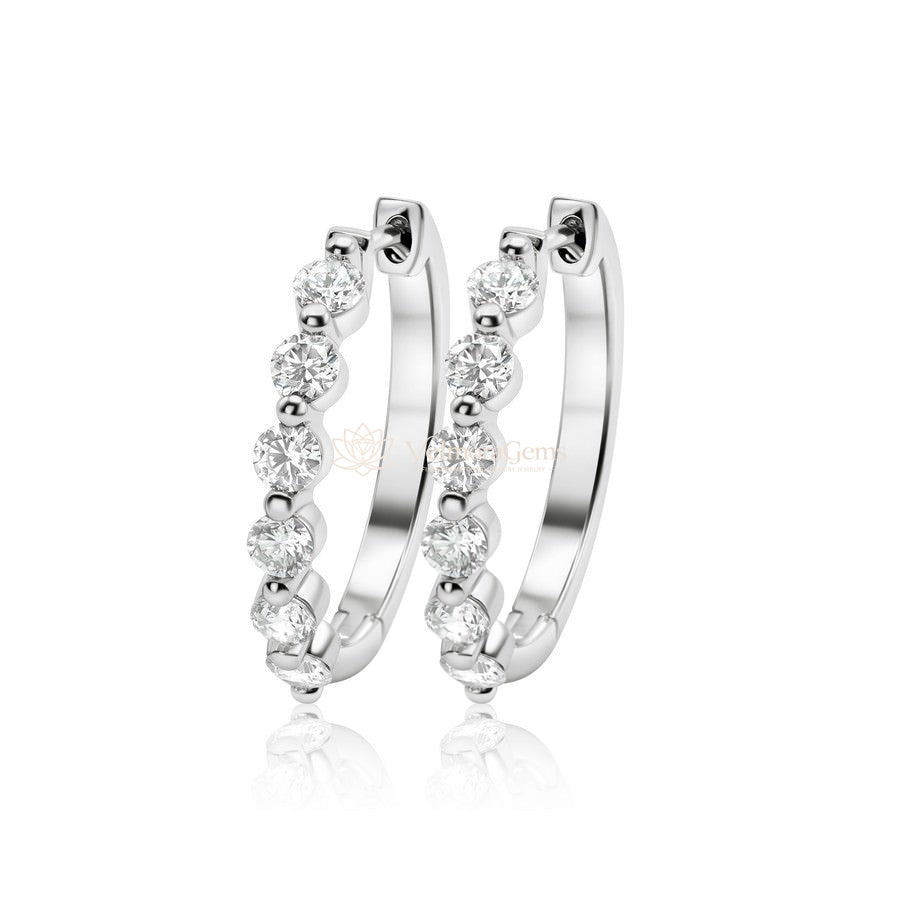 Lab-Created Diamond 6 Stone Hoop Earrings F-G VS)