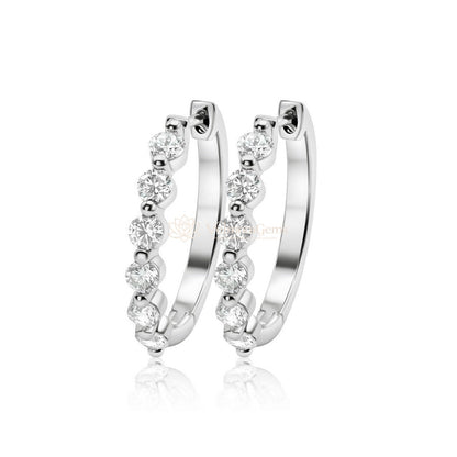 Lab-Created Diamond 6 Stone Hoop Earrings F-G VS)